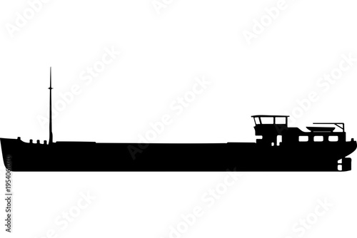 Silhouette of a Cargo Ship Vector Illustration