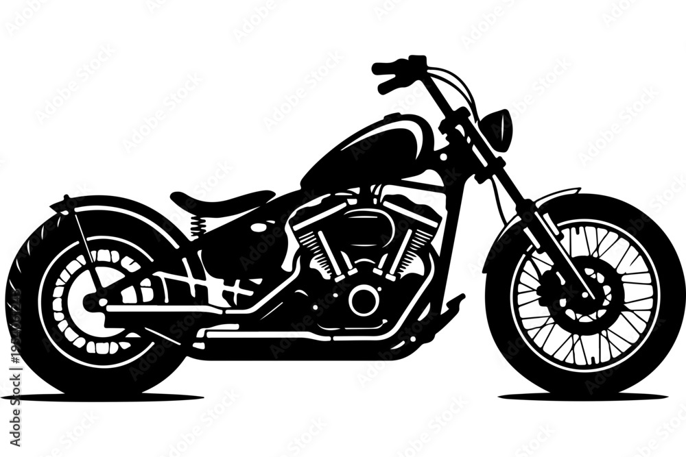 Fototapeta premium Black and White Motorcycle Vector Illustration