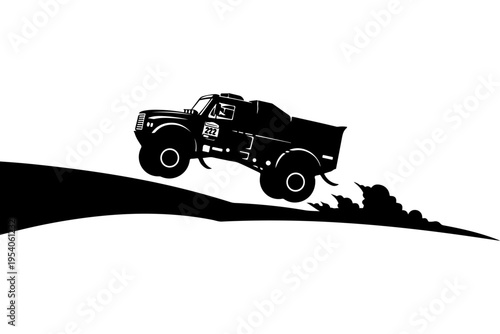 Off-Road Truck Jumping Over Cliff Edge