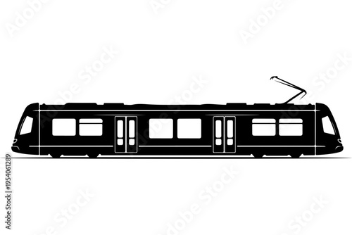 Modern Side-View Diagram of a Passenger Tram