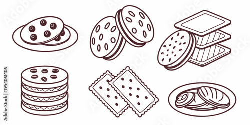 Assorted cookies and biscuits snacks desserts brown
