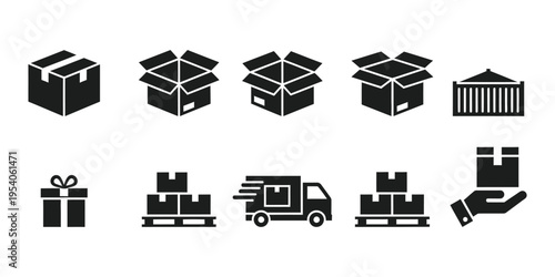 Logistics and shipping icons set