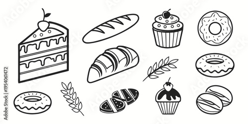 Black and white bakery black and white cake bread donut cupcake