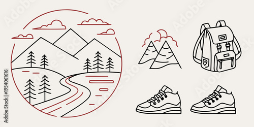 Hiking and outdoor adventure with mountains and trees