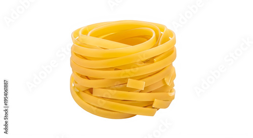 Fresh brig pasta coiled bundle isolated on a transparent background