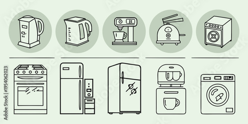 Kitchen appliances and household devices blender kettle coffee maker