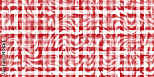 Vibrant dynamic red dot pattern forming an intricate abstract wave on a pristine white background a captivating digital artwork showcasing movement and contemporary design