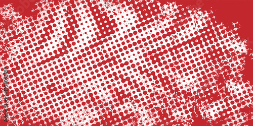Vibrant dynamic red dot pattern forming an intricate abstract wave on a pristine white background. illustration