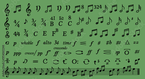 Musical notes and symbols on staff.