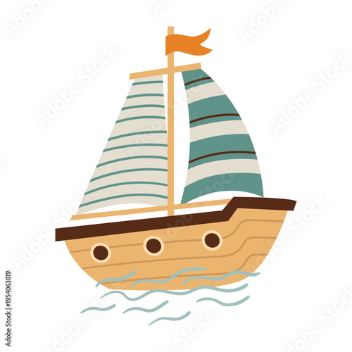 Vector illustration of a boat on a white background