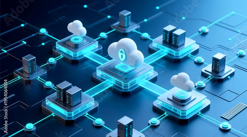 Secure Hybrid Cloud Cybersecurity architecture overview on advanced enterprise network illustrating unified data control and scalable infrastructure for robust digital protection