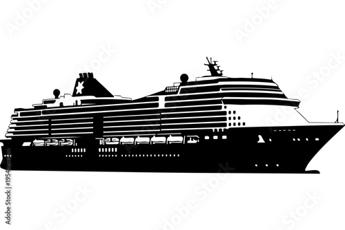 Modern Cruise Ship Silhouette Vector Illustration
