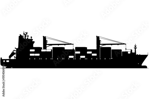 Containership Silhouette Vector Illustration