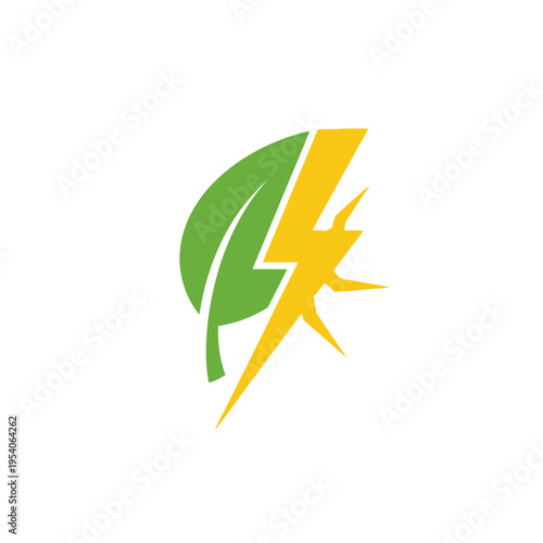 Eco friendly energy lightning bolt logo.