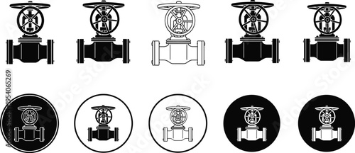 Vector collection of construction site icons including excavator bulldozer dump truck mobile crane concrete mixer and loader in thin line style for engineering