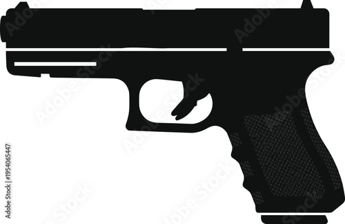 Handgun icon, pistol silhouette for security, defense, military, law enforcement, shooting sports and protection concept, vector illustration
