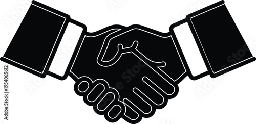 Handshake line art icon, business partnership symbol, deal agreement sign, success collaboration vector, professional shaking hands meeting, corporate contract illustration