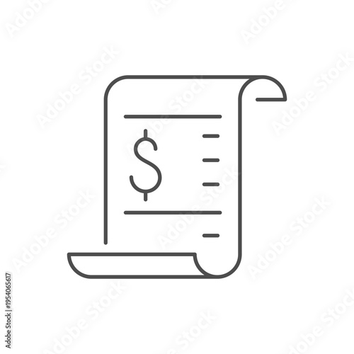 Withdrawal receipt line outline icon