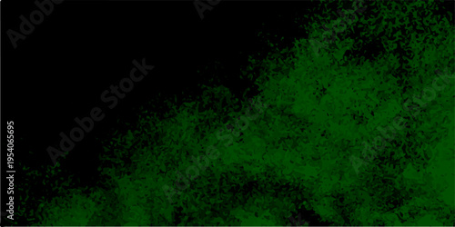 Light green spotted watercolor wall design on black background. Vivid liquid aquarelle paint paper texture canvas element for retro text design. Old grunge textures design With cement wall texture. 