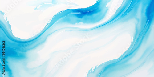 Vector Abstract blue watercolor art and elegant paint swirl and fluid water texture and delicate wash effect soft artistic design and dreamy creative backdrop.