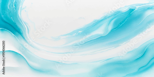 Vector Abstract Fluid Art: Elegant swirling aqua hues creates flowing energy and creative water art design and artistic movement forms calming emotion and cool fresh texture.