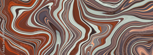 Abstract wavy panoramic background in brown, beige and gray colors, wide banner with flowing lines, modern digital design, minimal stylish backdrop
