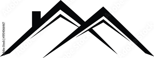 House roof line, mountain peak silhouette, real estate roofing logo, construction home building icon, architectural residence outdoor housing property symbol