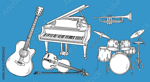 Musical instruments for music making ensemble.