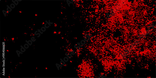 Particles Stars and galaxy outer space sky night universe black. Red color powder explosion isolated on black background. Trendy living coral color texture of a concrete wall with cracks and scratches
