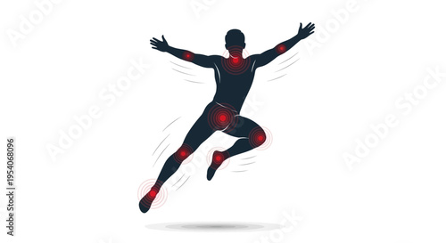 Man jumping in the air with arms outstretched in a dynamic pose.