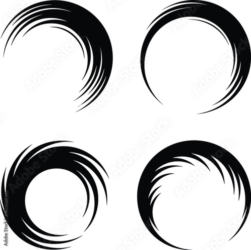Black brush stroke circles on white background brush strokes abstract