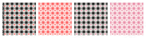 A seamless gingham pattern set. Vichy checkered background. Valentines Day Print.