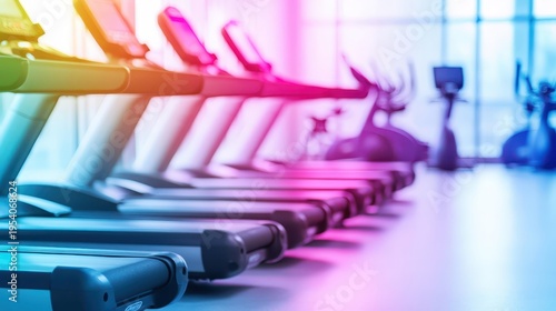 Wallpaper Mural A row of modern treadmills in a well-lit fitness center ready for cardio workouts Torontodigital.ca