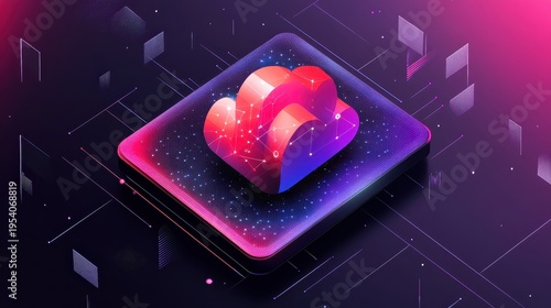 Wallpaper Mural Abstract 3D Cloud Storage Concept with Glowing Data Networks Torontodigital.ca