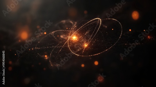 Wallpaper Mural Abstract depiction of quantum computing technology with glowing orbits and particle energy in dim light. Torontodigital.ca