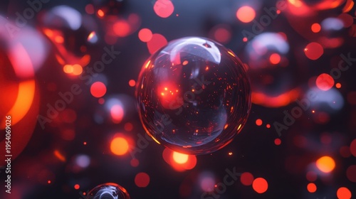 Wallpaper Mural Abstract glowing sphere surrounded by red bokeh lights creating a dynamic visual effect Torontodigital.ca