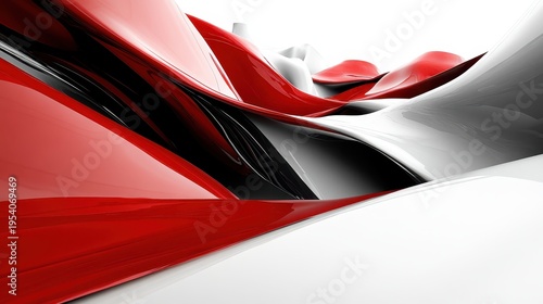Wallpaper Mural Bold Red and Black Abstract Fluid Forms with Sleek Glossy Surfaces and Dynamic Angles on a Clean White Background Torontodigital.ca