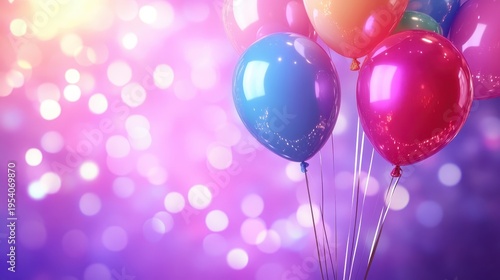 Wallpaper Mural Colorful Illuminated Balloons Float in a Soft Bokeh Light Festive Celebration Atmosphere Torontodigital.ca