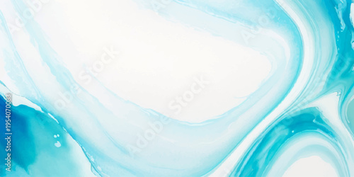 Abstract blue watercolor background featuring flowing waves and curved lines that create a motion pattern for an artistic ocean sea design backdrop