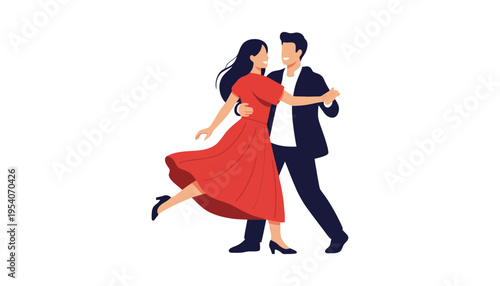A couple dancing together in a romantic tango illustration vector
