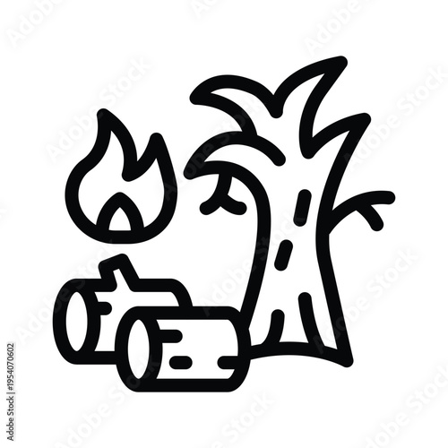 forest fire line icon illustration vector graphic.eps