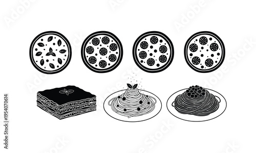 Evolution of pasta and pizza toppings from raw ingredients to final dish