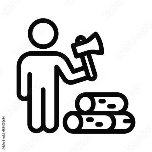 lumberjack line icon illustration vector graphic.eps