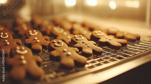 Wallpaper Mural Freshly baked gingerbread men cookies cooling on a wire rack with a warm, inviting glow Torontodigital.ca