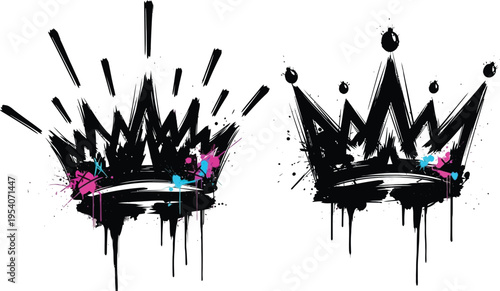 Abstract crown illustrations with vibrant accents