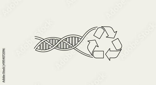 DNA Helix Integrated with Green Recycling Arrows Symbol on Bright Studio Background