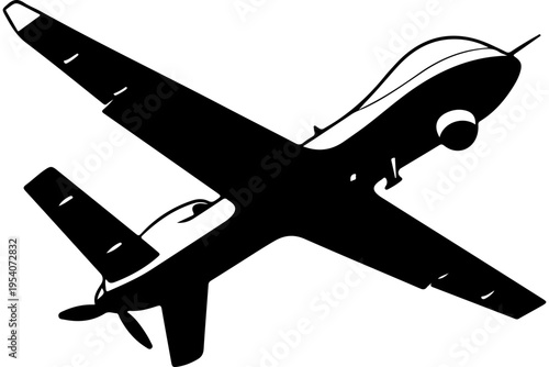 Minimalist Black and White Fighter Jet Illustration