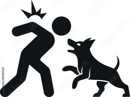 Person being attacked by a protective dog in a dynamic pose