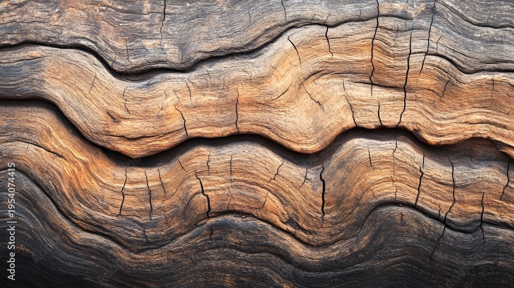 Obraz premium Weathered Oak Grain with Wavy Cracked and Dense Texture