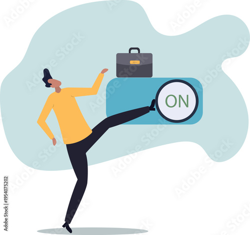 Turn on switch, paradigm shift or change to be better status, start or begin business, setting or preference,human life and situation.